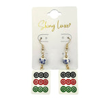 Mahjong 9 Dot Circle Tile Earrings (0.75x2.5in)