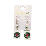 Mahjong 1 Dot Circle Tile Earrings (0.75x2.5in)
