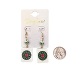 Mahjong 1 Dot Circle Tile Earrings (0.75x2.5in)