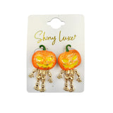 Pumpkin Skeleton Halloween Themed Post Earrings (1 x 1.25 in)