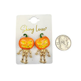 Pumpkin Skeleton Halloween Themed Post Earrings (1 x 1.25 in)