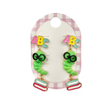 ABC Bookwork School Themed Enamel Colored Dangle Earrings (0.75x2in)