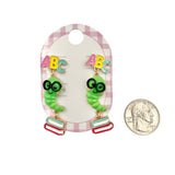 ABC Bookwork School Themed Enamel Colored Dangle Earrings (0.75x2in)