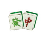 Large Mahjong Tile Brooch Pin in Silver or Gold (2.75 x 2 in)