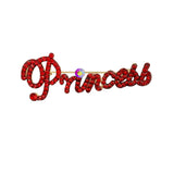 Princess Word Rhinestone Brooch Pin (3x1.25in)