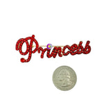 Princess Word Rhinestone Brooch Pin (3x1.25in)
