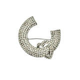 Rhinestone Horseshoe C Heart Brooch Pin (P1667)(2.25x2)