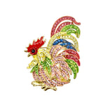 Multicolor Crystal Rooster Pin – Statement Animal Jewelry & Gift (2x3in)