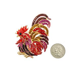 Multicolor Crystal Rooster Pin – Statement Animal Jewelry & Gift (2x3in)