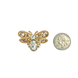 Gold Tone Crystal Bee Brooch Pin (P1664)(1.5x1in)