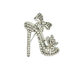 High Heel Bow Rhinestone Brooch Pin (2x2.25in)