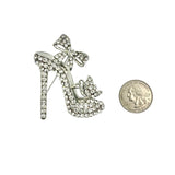 High Heel Bow Rhinestone Brooch Pin (2x2.25in)