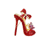High Heel Bow Rhinestone Brooch Pin (2x2.25in)