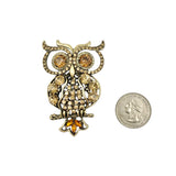 Rhinestone Owl Brooch Pin (P1547)(1.75x2.5in)