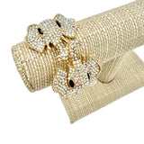 Rhinestone Dual Elephant Cuff Hinge Bracelet
