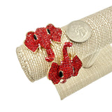 Rhinestone Dual Elephant Cuff Hinge Bracelet