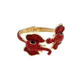 Rhinestone Dual Elephant Cuff Hinge Bracelet