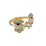 Rhinestone Dual Elephant Cuff Hinge Bracelet