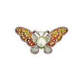 Rhinestone & Pearl Multi-Colored Butterfly Pin Brooch (6685)(2.25x1.25in)