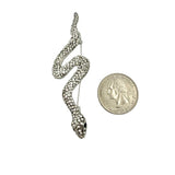 Rhinestone Snake Pin Brooch in Silver or Gold Tone (0.75x3in)