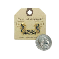 Genine Abalone Seahorse Stud Post Earrings