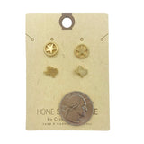 Texas Map & Star Stud Earrings (0.44x0.26/0.4x0.35in)