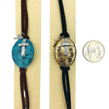 Amazing Grace Cross Etch Toggle Clasp Bracelet (1.25x1in)(7+1in)
