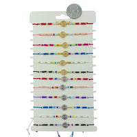 San Benito Charm Beaded Drawstring Bracelets - Bulk 12 pcs (IBR-3169)