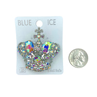 Royal Crown w/ Cross Top Pin Brooch - 10 Colors Available (06626)(2x2in)