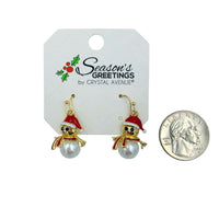 Gold Plated Snowman Pearl Earrings (0.5x0.76in)