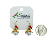Gold Plated Snowman Pearl Earrings (0.5x0.76in)