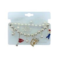 Golf Charm Silver Plated Stretch Bracelet