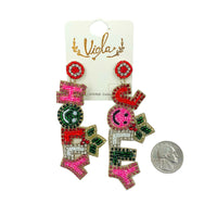 Holly Jolly Christmas Themed Beaded Earrings