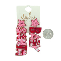 Santa Baby Christmas Themed Beaded Earrings (1Wx3.25inL)