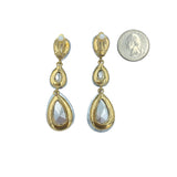 Clip On 3 Tier Teardrop Crystal Dangle Earrings - 10 Colors (0.75x2.75in)