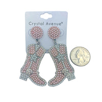 Beaded Cowboy Boot Earrings in 2 Colors - Boots, Crystal Avenue (1.4x2.8in)