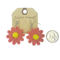 Seed Bead Daisy Flower Earrings - Available in 4 Color (1.25x2.25in)