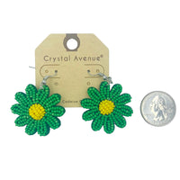 Seed Bead Daisy Flower Earrings - Available in 4 Color (1.25x2.25in)