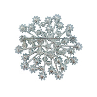 Pearl & Crystal Round Flower Burst Bouquet Brooch Pin, Style 2 (2.5in)