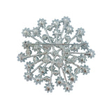 Pearl & Crystal Round Flower Burst Bouquet Brooch Pin, Style 2 (2.5in)