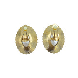 Clip On Oval Crystal Rhinestone Halo Button Earrings - 8 Colors (1.2x2.6in)
