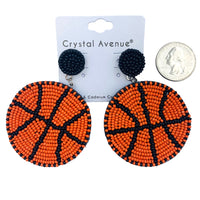 Basketball Seed Bead Earrings - Beaded (2x2.75)