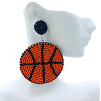 Basketball Seed Bead Earrings - Beaded (2x2.75)