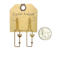 Wine Bottle Glass Outline Metal Earrings in Silver or Gold (0.4x2in)