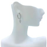Cubic Zirconia Cross Huggie Earrings in Silver or Gold (0.21x0.89in)