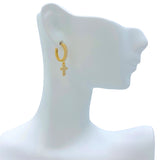 Cubic Zirconia Cross Huggie Earrings in Silver or Gold (0.21x0.89in)