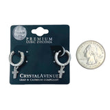 Cubic Zirconia Cross Huggie Earrings in Silver or Gold (0.21x0.89in)