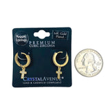Cubic Zirconia Cross Huggie Earrings in Silver or Gold (0.21x0.89in)
