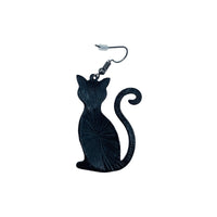 Black Cat Glitter Earrings - Halloween (1.25x2.25in)