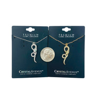 Cubic Zirconia Spiral Snake Necklace Rhodium or Gold Plated (18+2in)(0.4x1.25in)